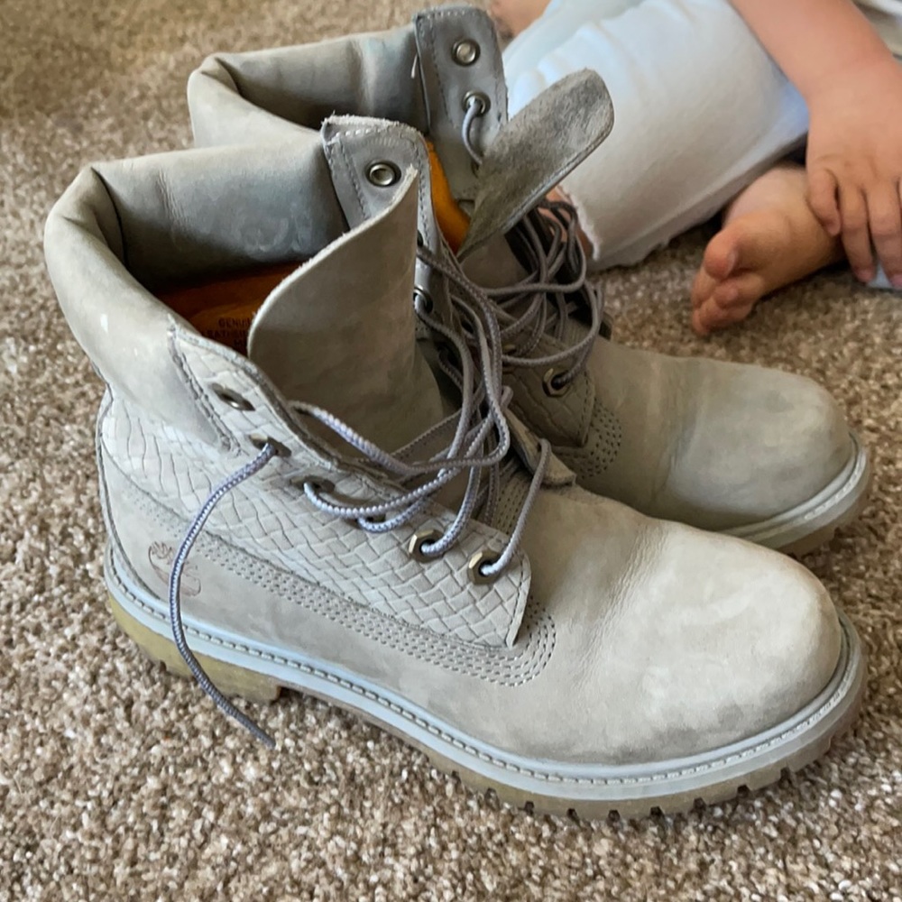 Gray timberland boots